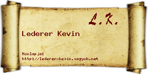 Lederer Kevin névjegykártya